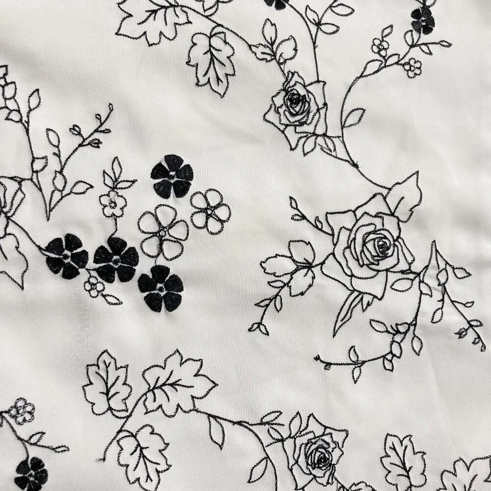 JESSICA Vintage strapless creamy white black floral embroidery dress SMALL MED - Picture 10 of 14